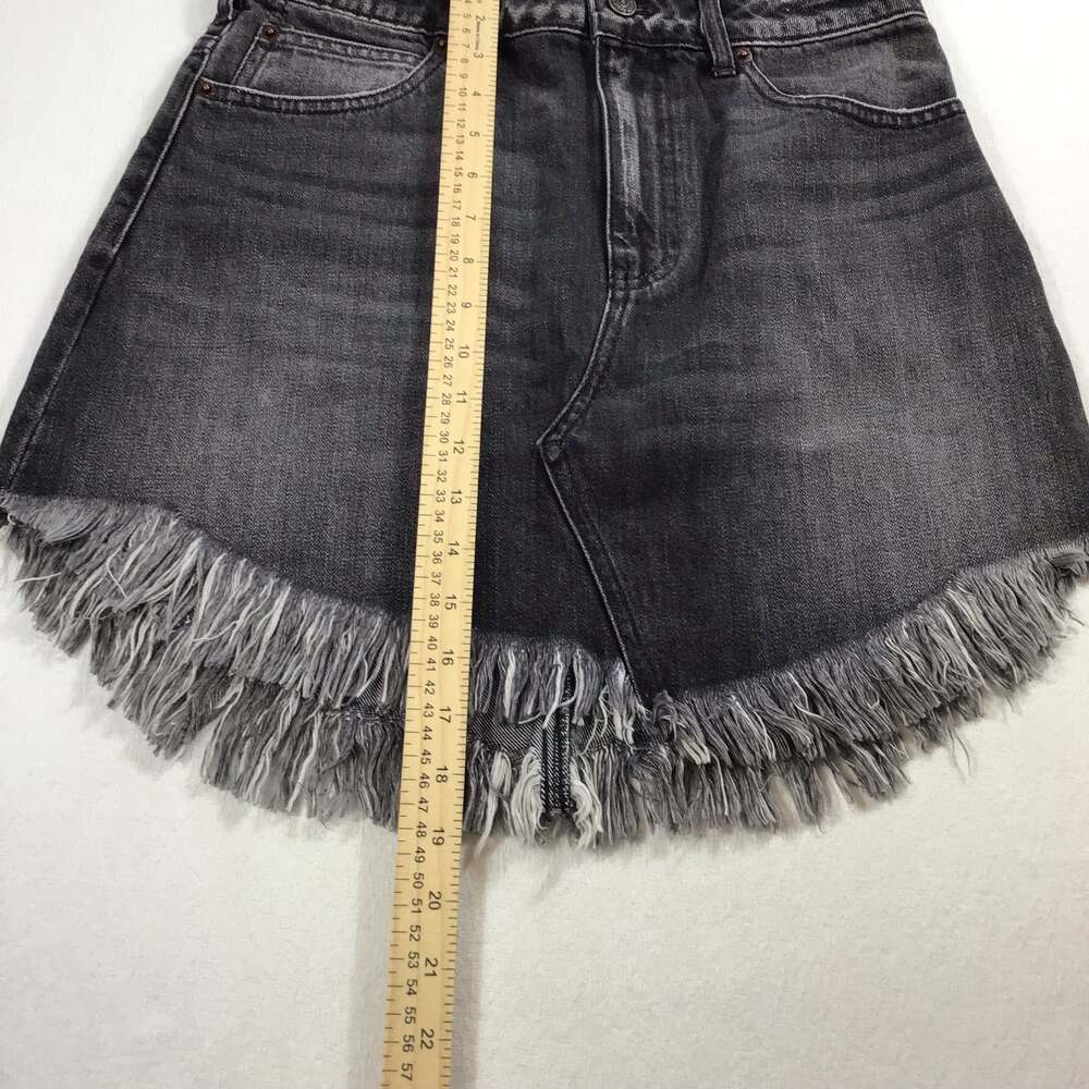 Free People Bailey Denim Fringe Mini Skirt Black Wash W27 Festival Cowgirl - Picture 9 of 12